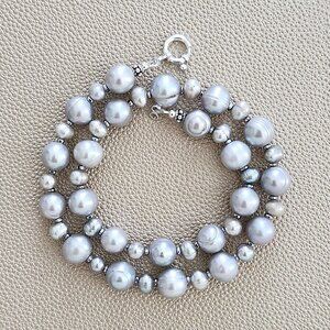 SILVER PEARL NECKLACE--16"